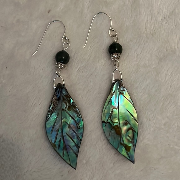 2” Abalone Shell & Sterling earrings - Picture 1 of 4